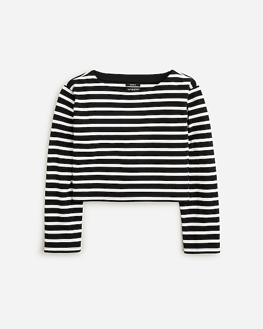  Cropped boatneck T-shirt in mariner cotton