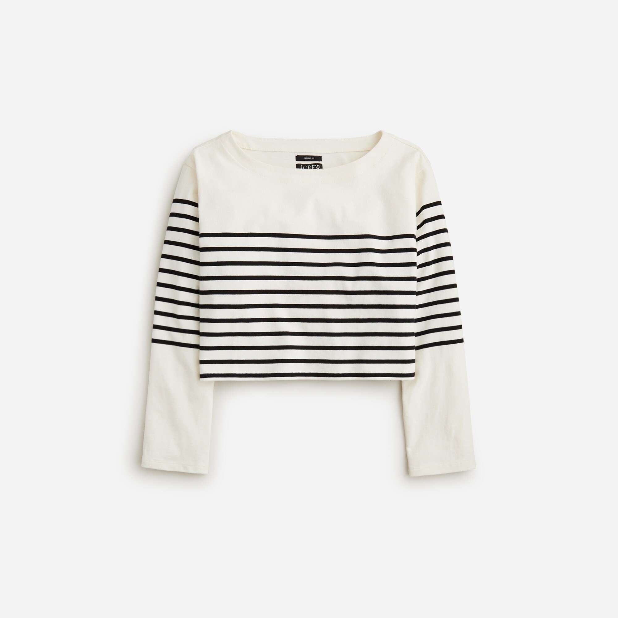 Cropped boatneck T-shirt in mariner cotton