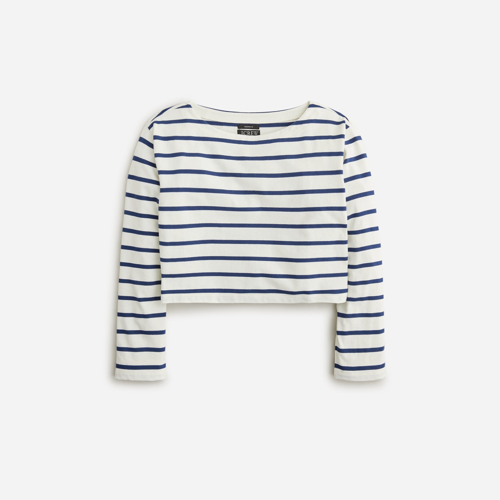 J.Crew: Cropped Boatneck T-shirt In Mariner Cotton For Women
