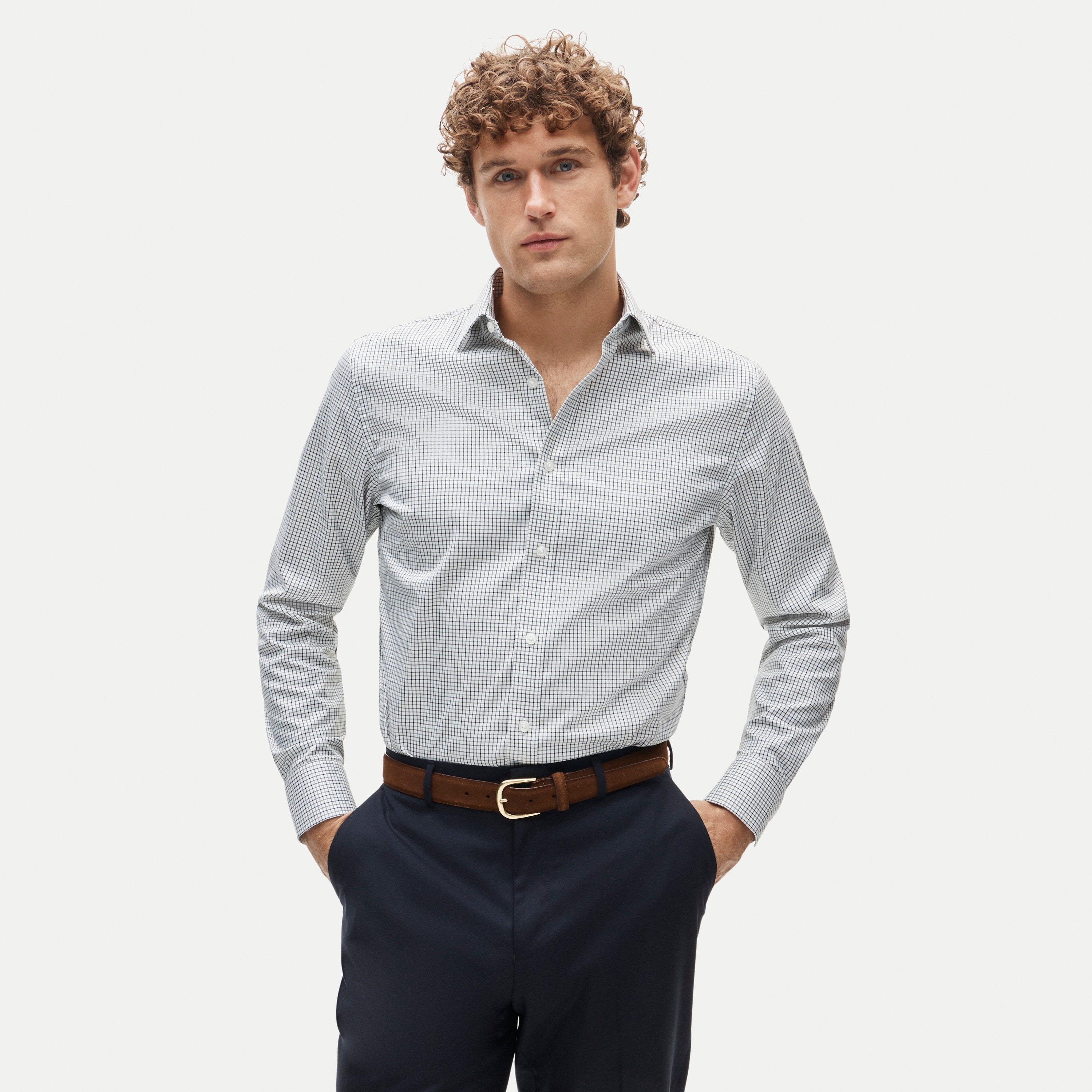 Bowery performance stretch dress shirt with spread collar