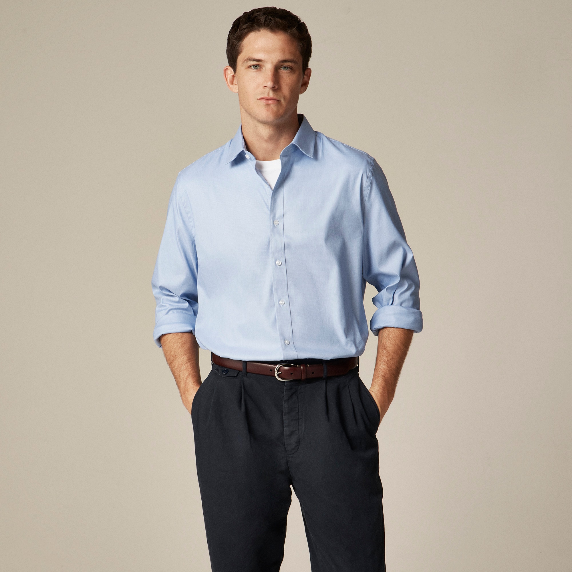mens Bowery performance stretch dress shirt with spread collar