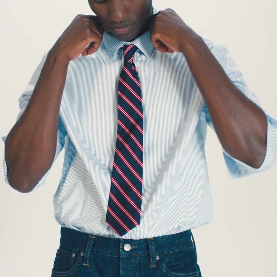 blue and white striped dress shirt and tie Ermenegildo Zegna Dress Shirt White Navy Blue Stripes 41 - 16 main image 0