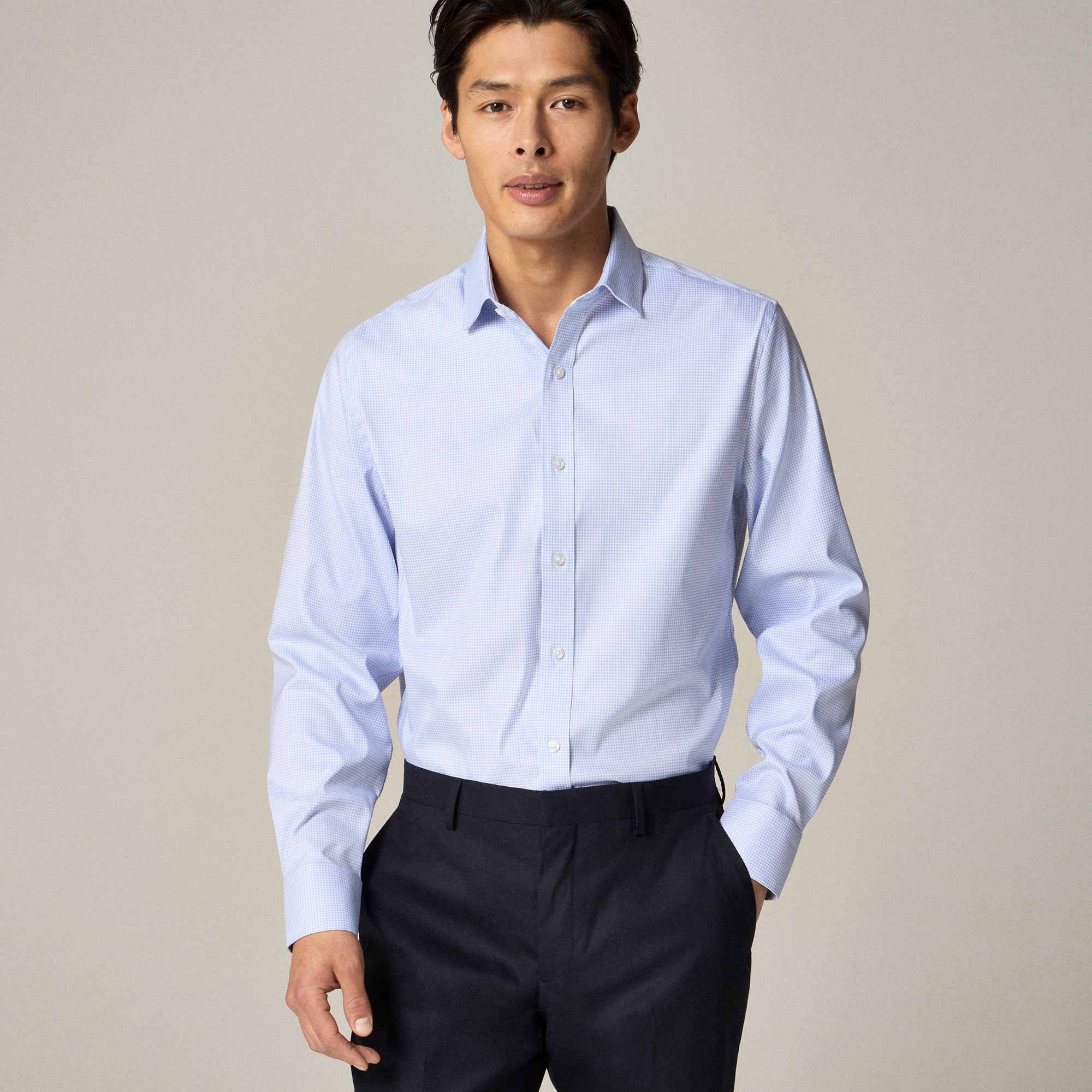 mens Bowery performance stretch dress shirt with spread collar
