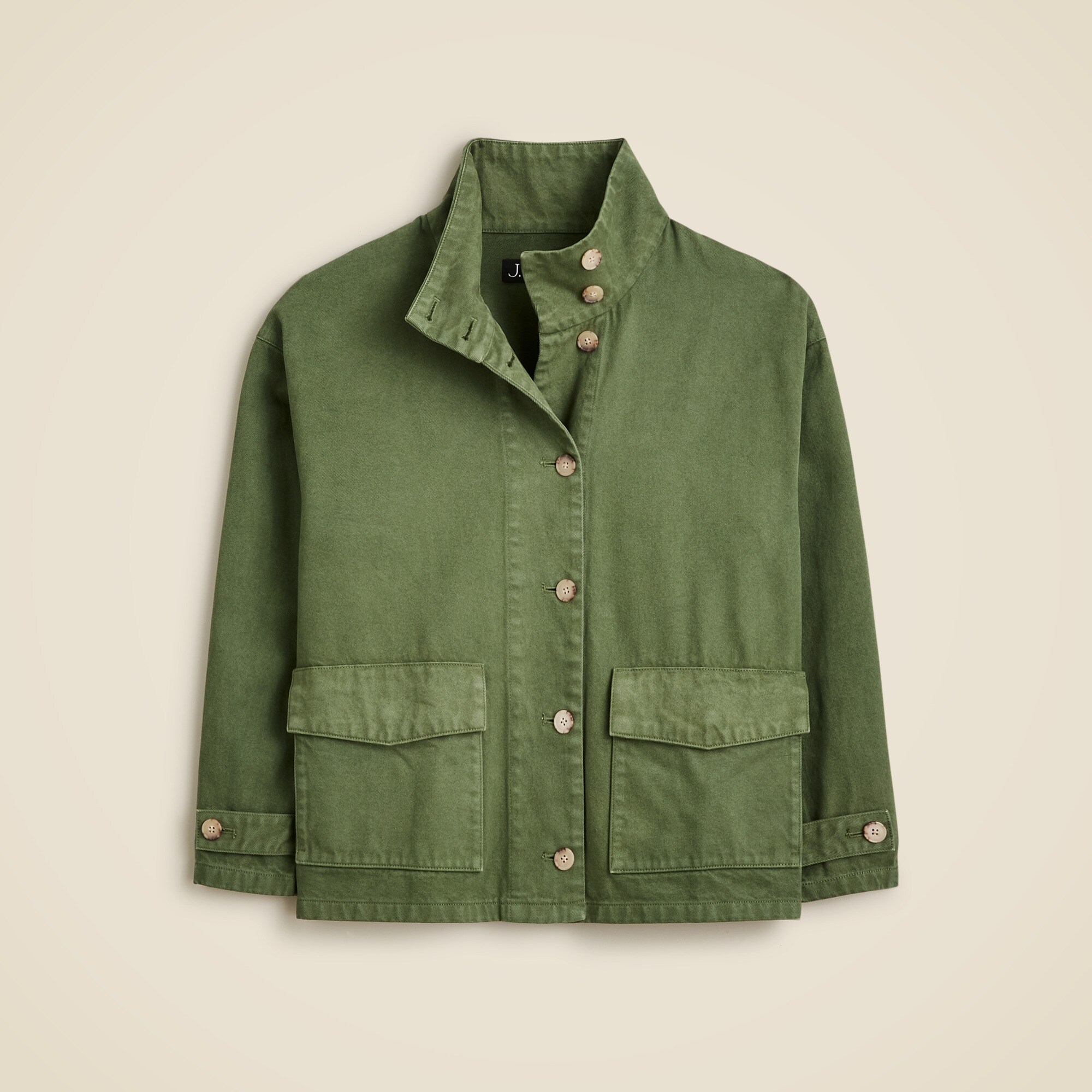 Funnelneck field jacket in heavyweight twill