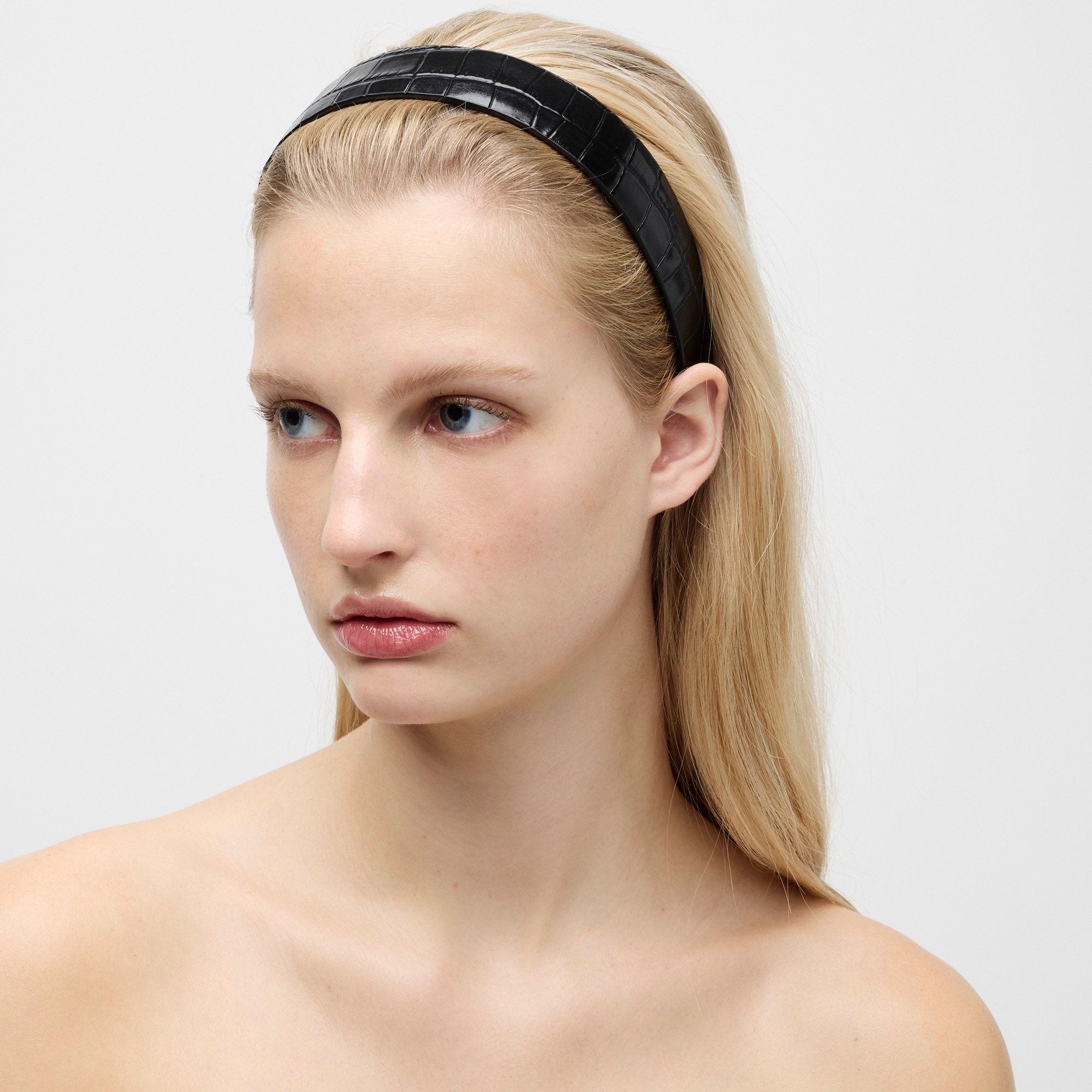 womens Croc-embossed leather headband