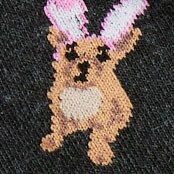 Dog with bunny ears ankle socks HTHR CHARCOAL factory: dog with bunny ears ankle socks for women
