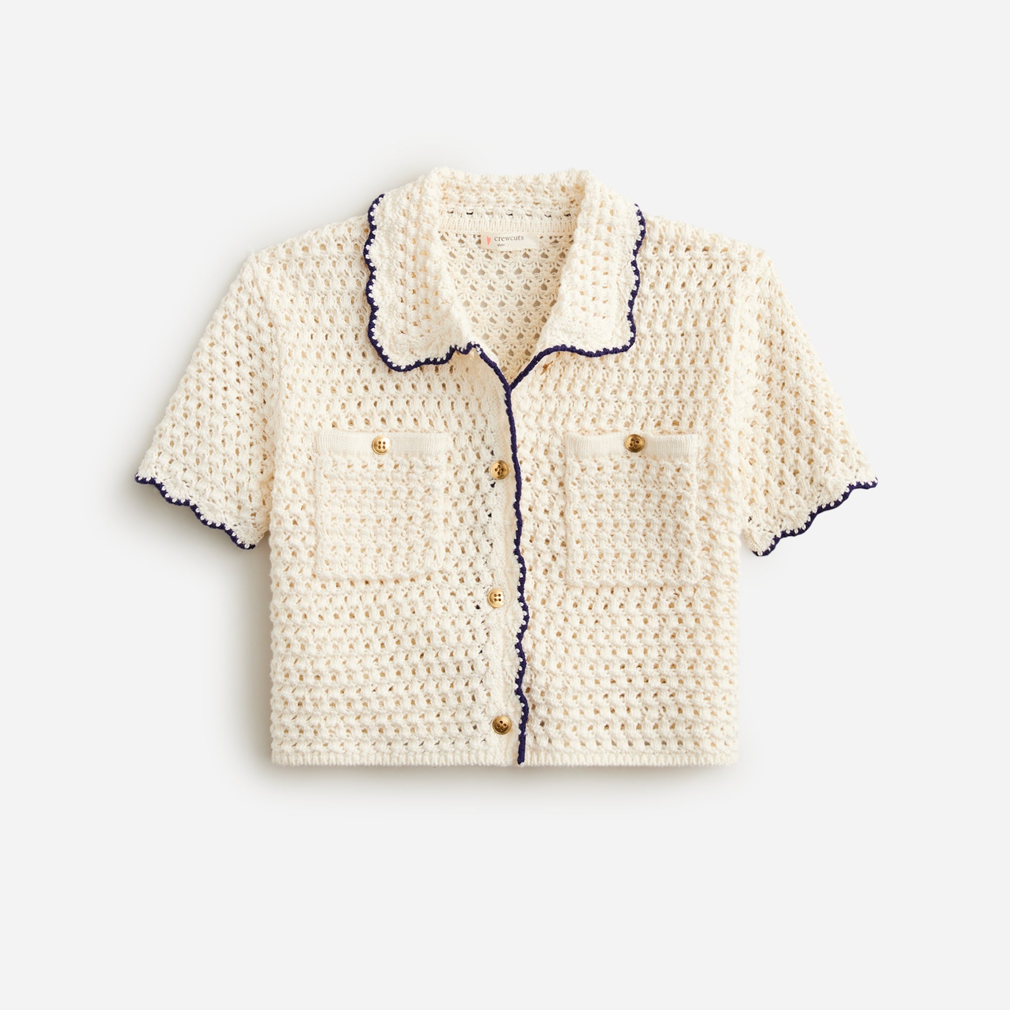  Girls' crochet button-up shirt