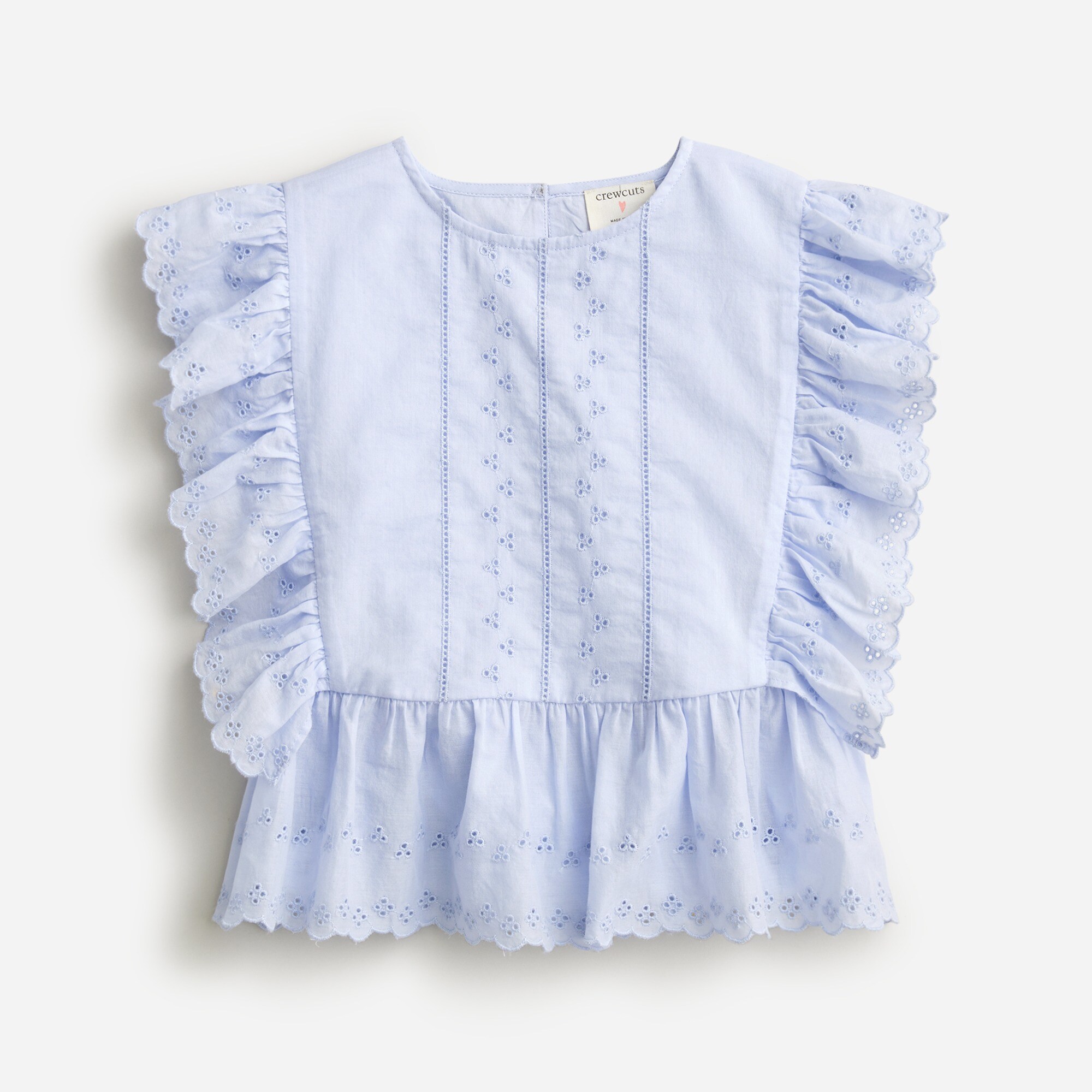  Girls' eyelet cropped top in cotton voile
