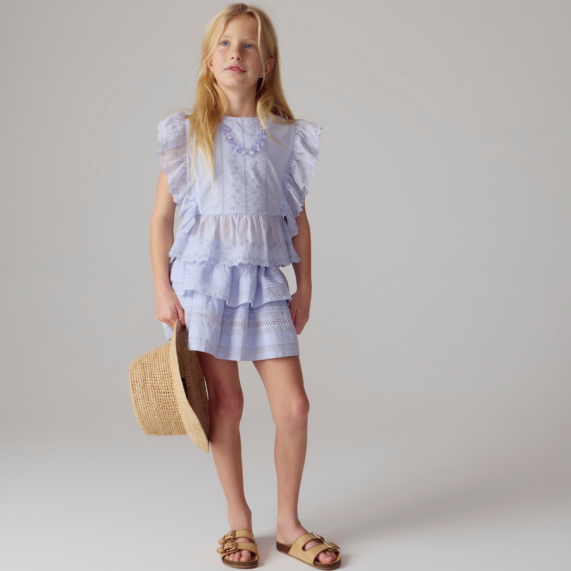 j.crew: girls' eyelet cropped top in cotton voile for girls