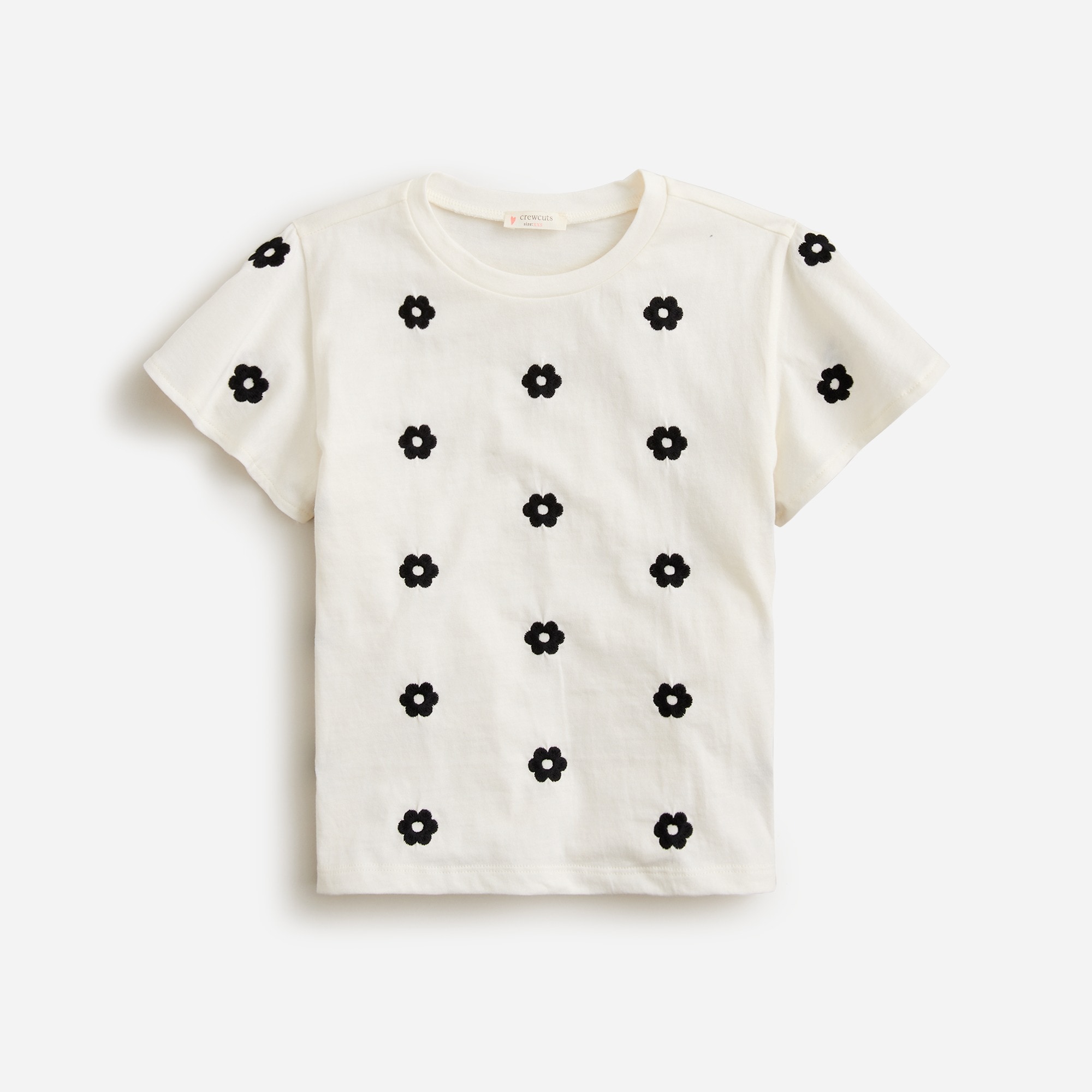  Girls' embroidered flutter-sleeve T-shirt