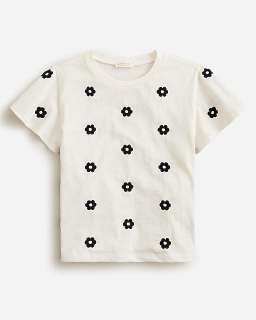 girls Girls' embroidered flutter-sleeve T-shirt