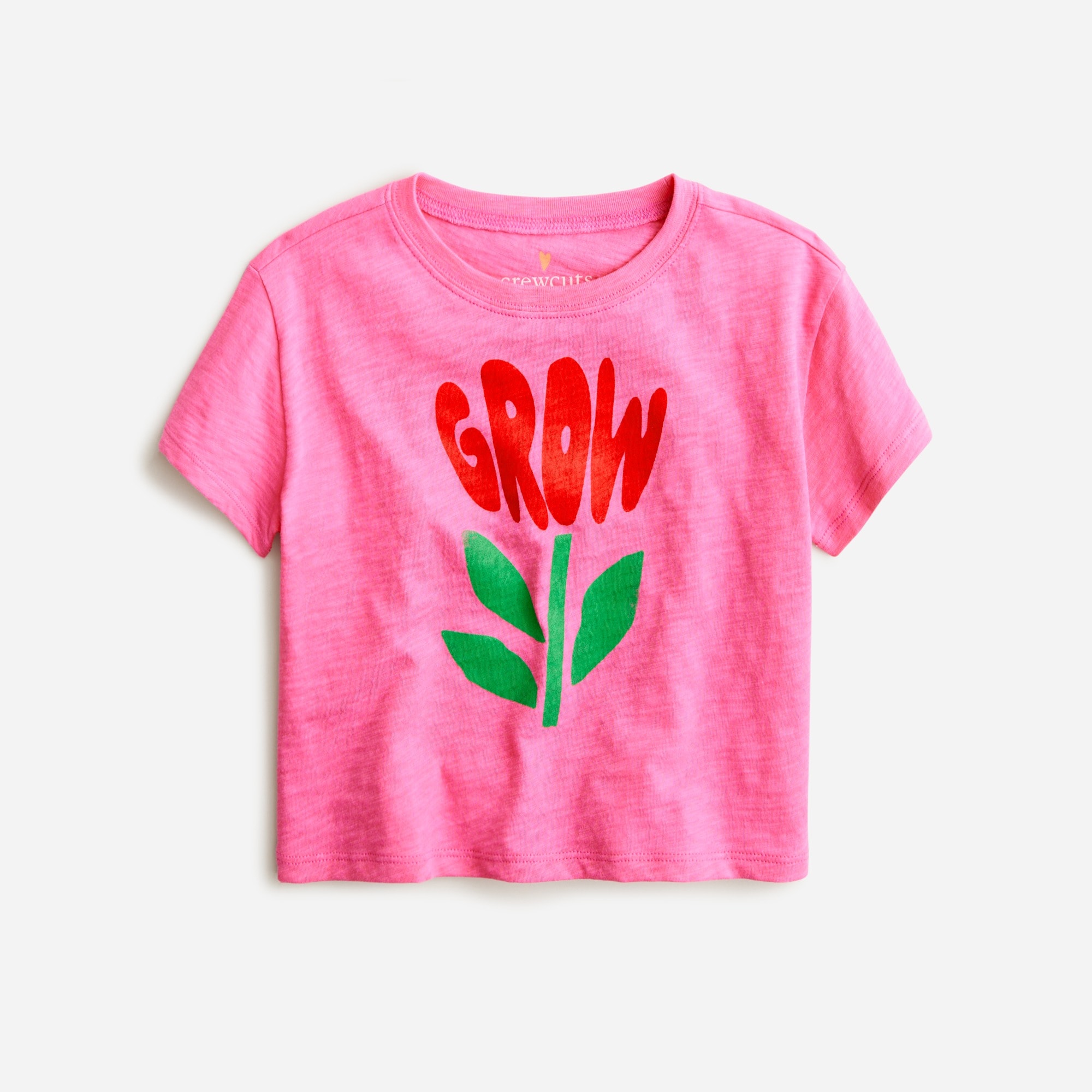  Girls' cropped &quot;grow&quot;  graphic T-shirt