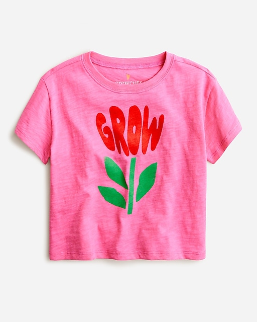  Girls' cropped &quot;grow&quot;  graphic T-shirt