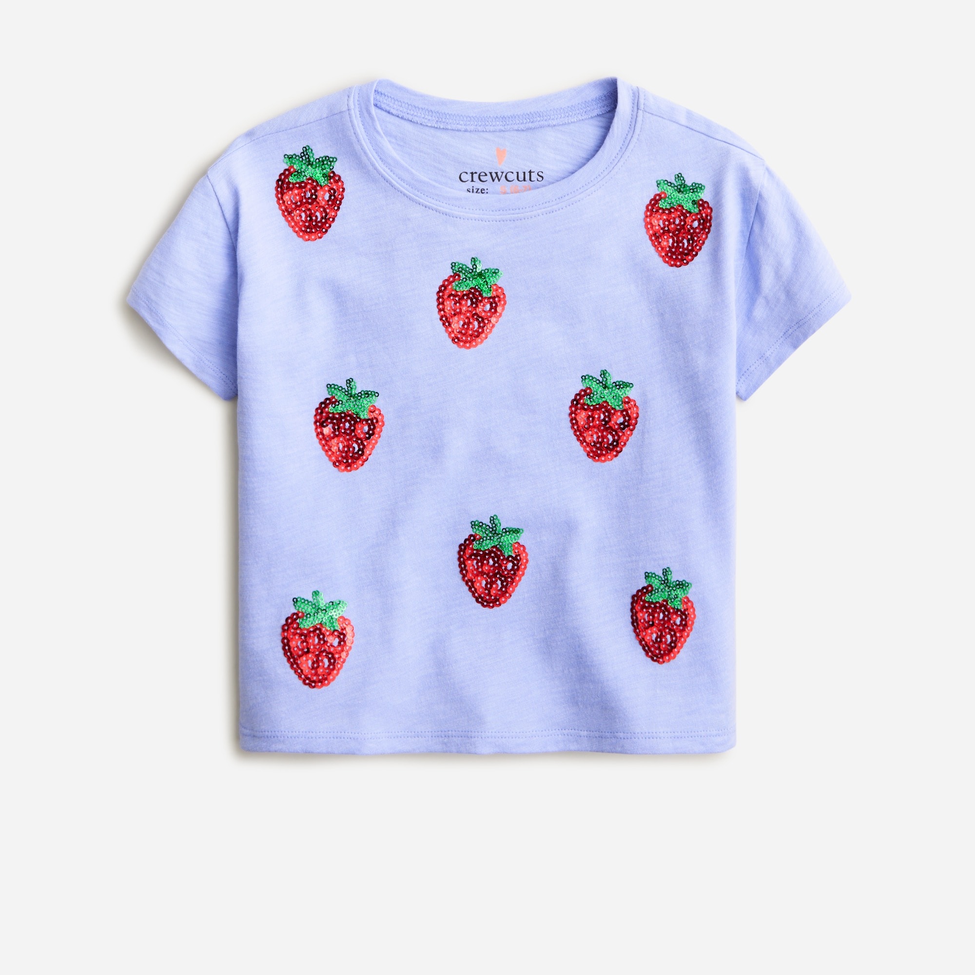  Girls' cropped sequin strawberry T-shirt