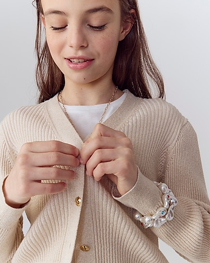j.crew: girls' cropped v-neck cardigan sweater with lurex&reg; metallic threads for girls