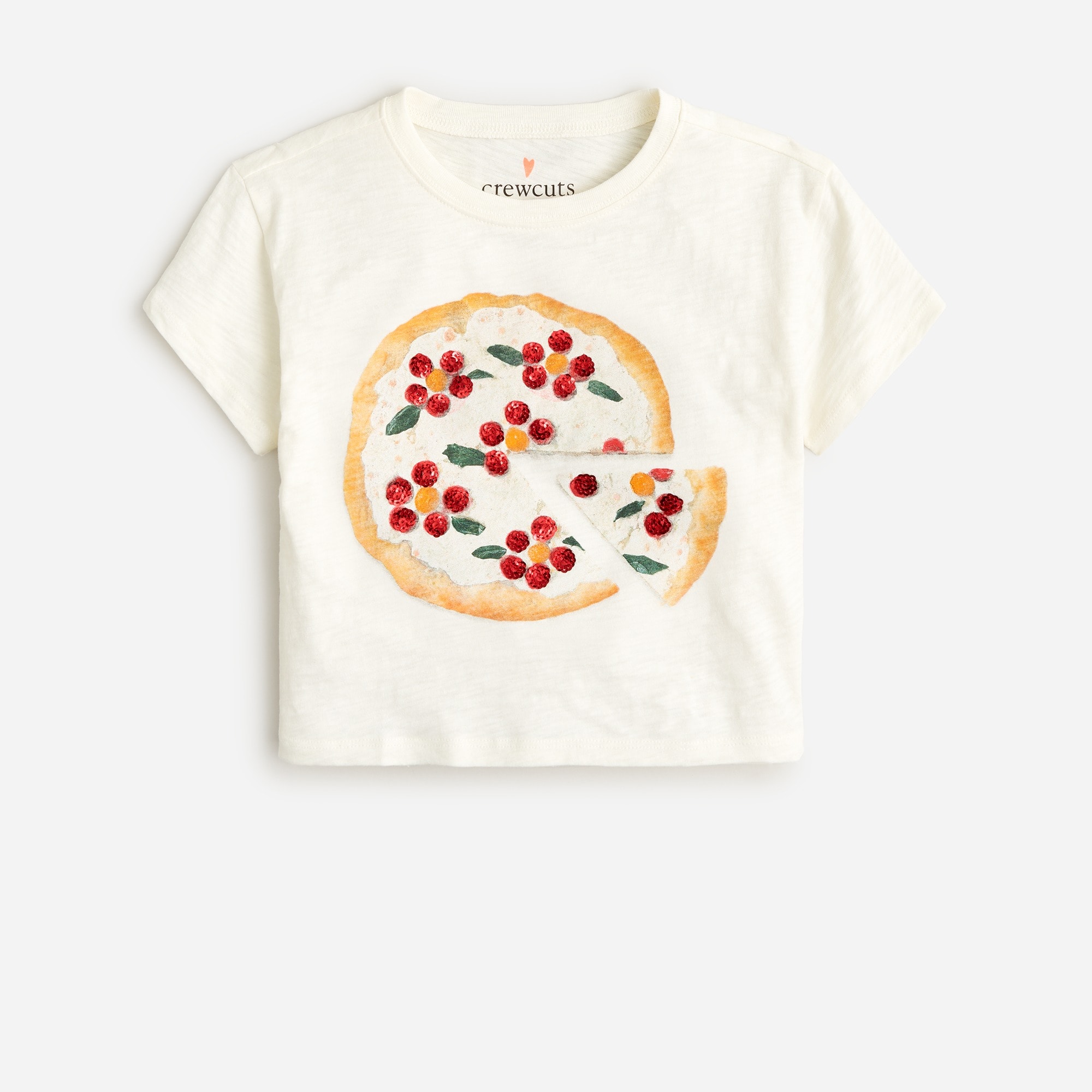  Girls' cropped pizza graphic T-shirt with sequins