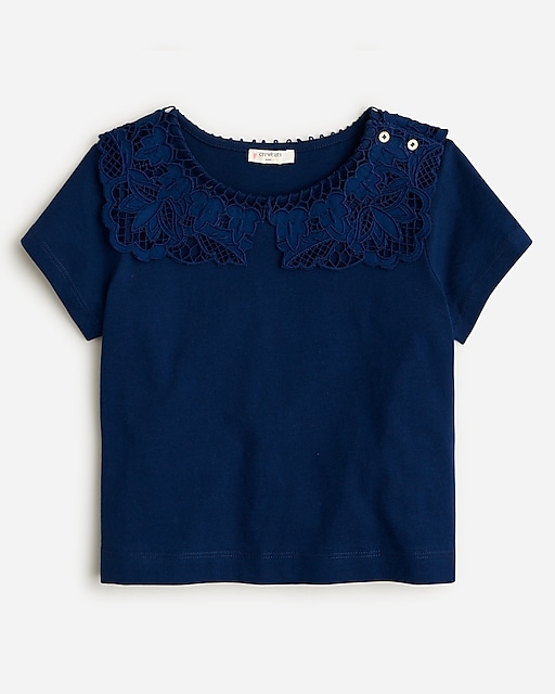 Girls' lace-collar T-shirt