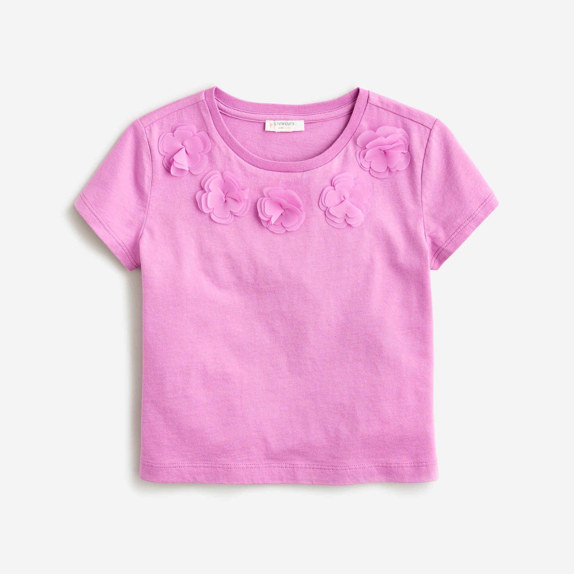  Girls' shrunken floral appliqu&eacute; graphic T-shirt