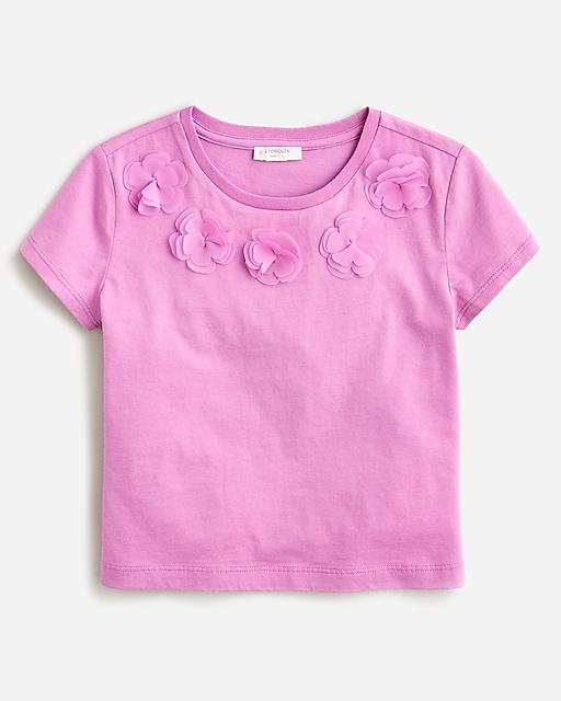  Girls' shrunken floral appliqu&eacute; graphic T-shirt