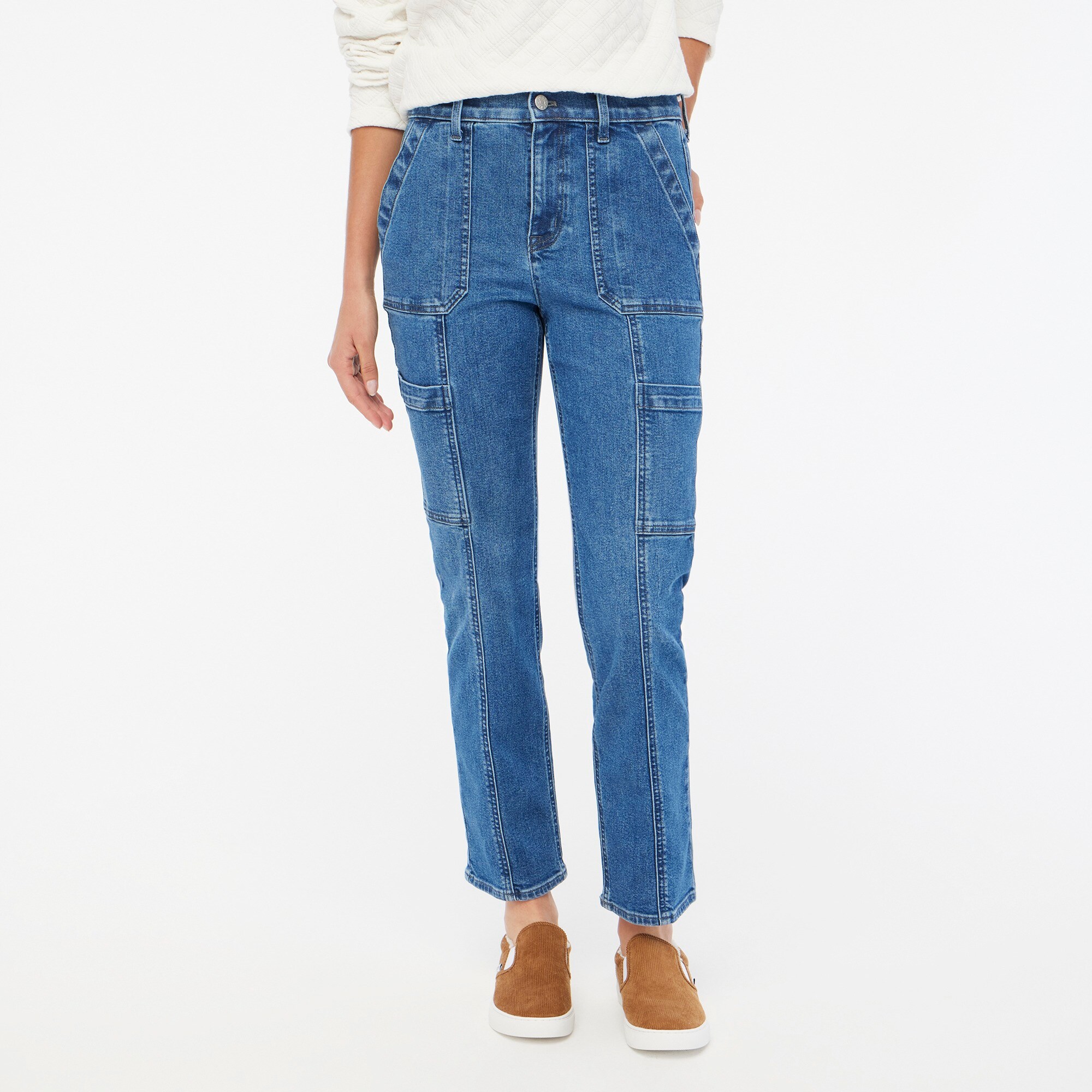 factory: premium edition straight-leg cargo jean for women