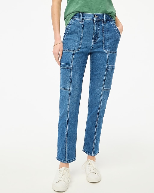 womens Petite Premium Edition straight-leg cargo jean