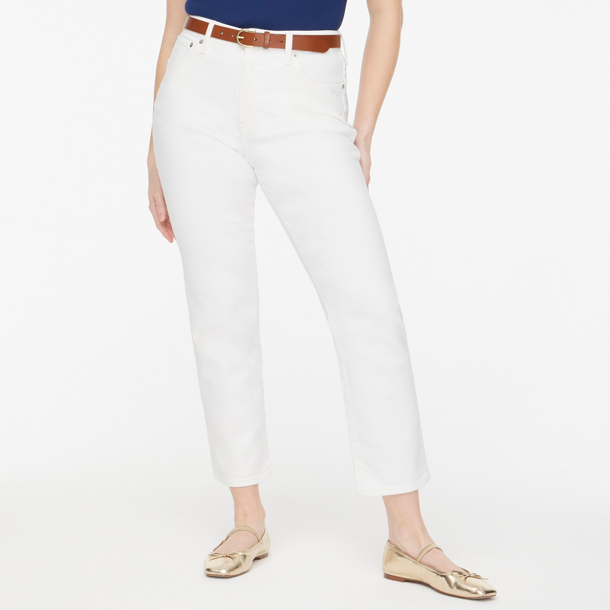 factory: curvy essential straight white jean in all-day stretch for women