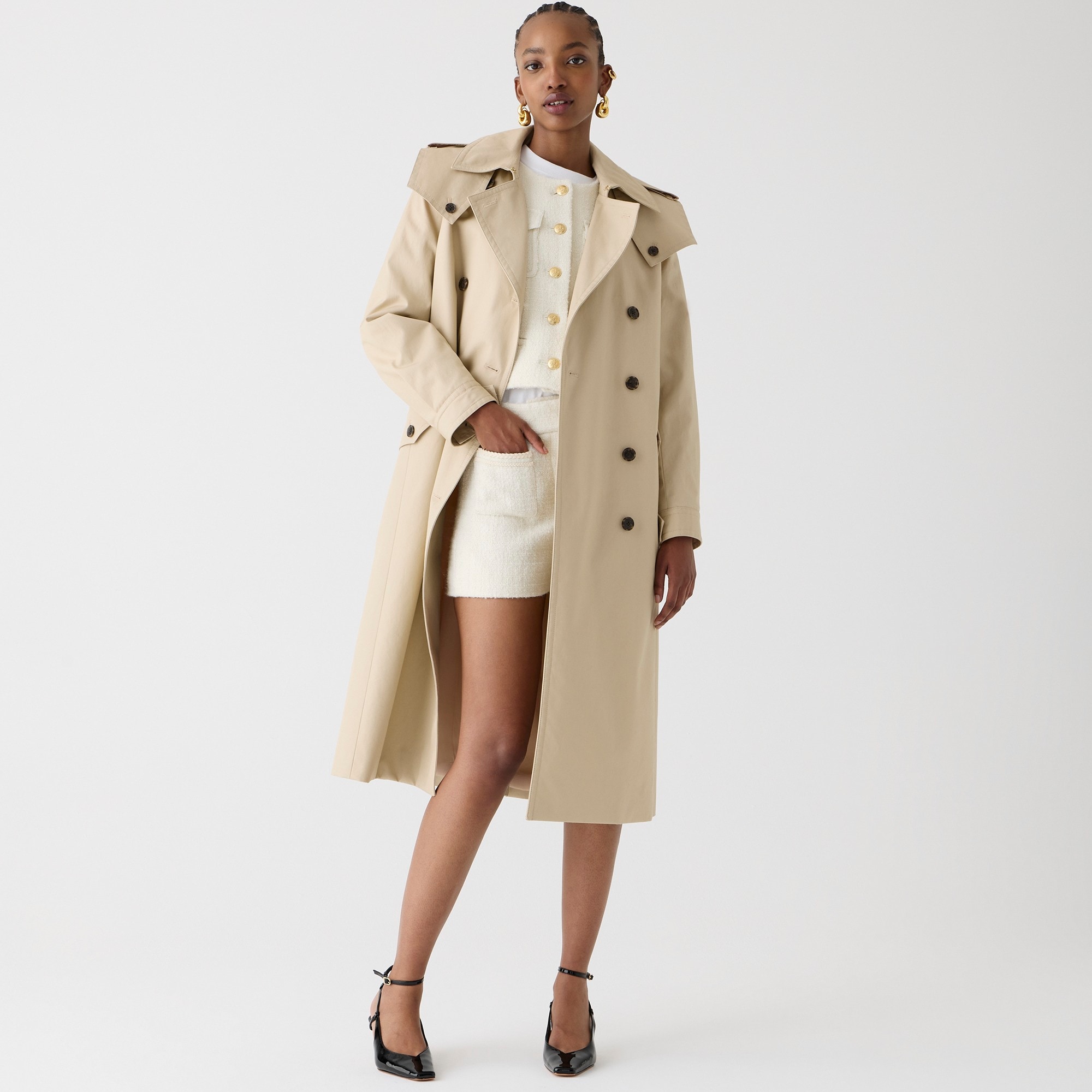  Petite double-breasted trench coat