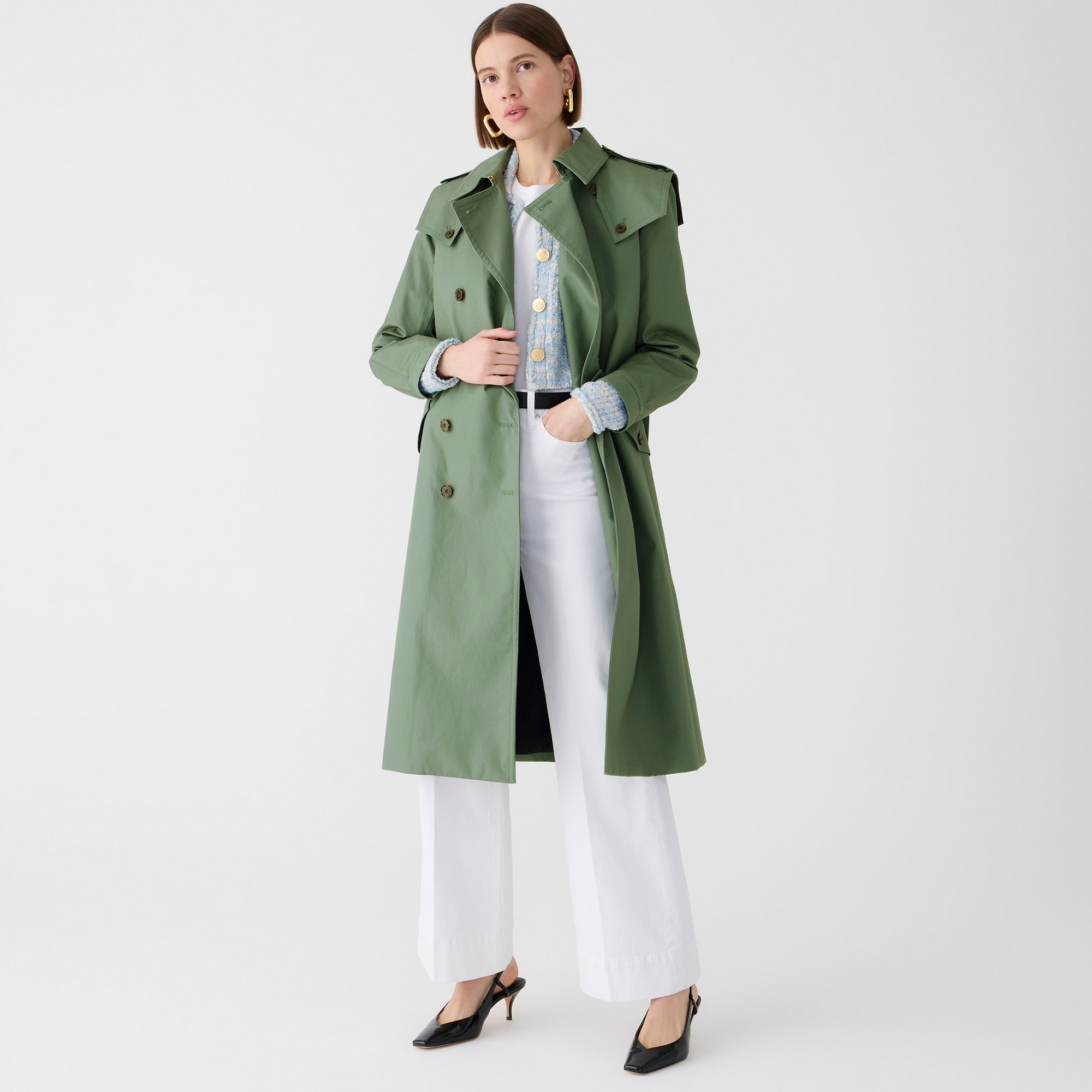 womens Petite double-breasted trench coat