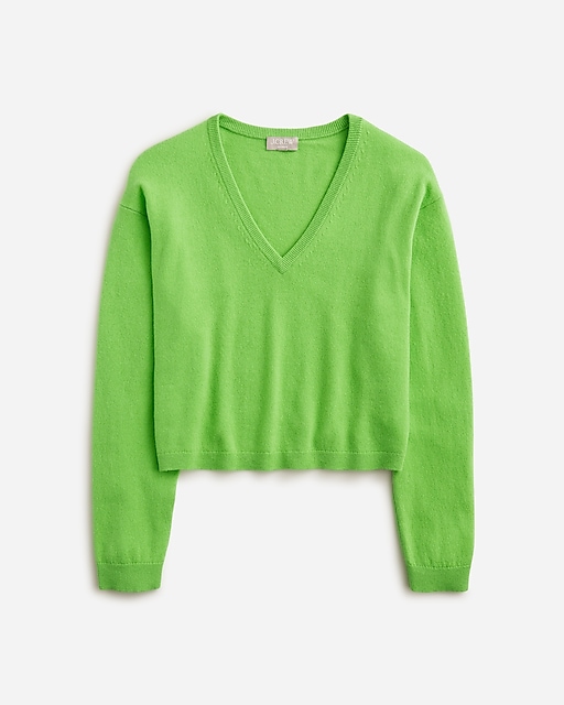  Cashmere relaxed cropped V-neck sweater