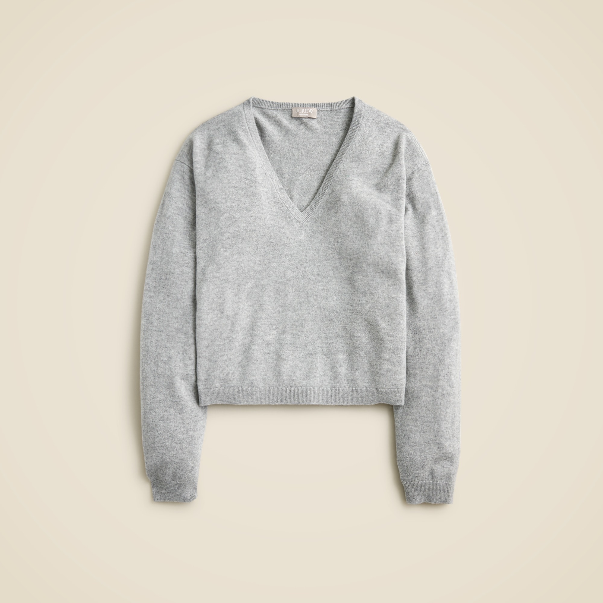 J.Crew: Cashmere Relaxed Cropped V-neck Sweater For Women