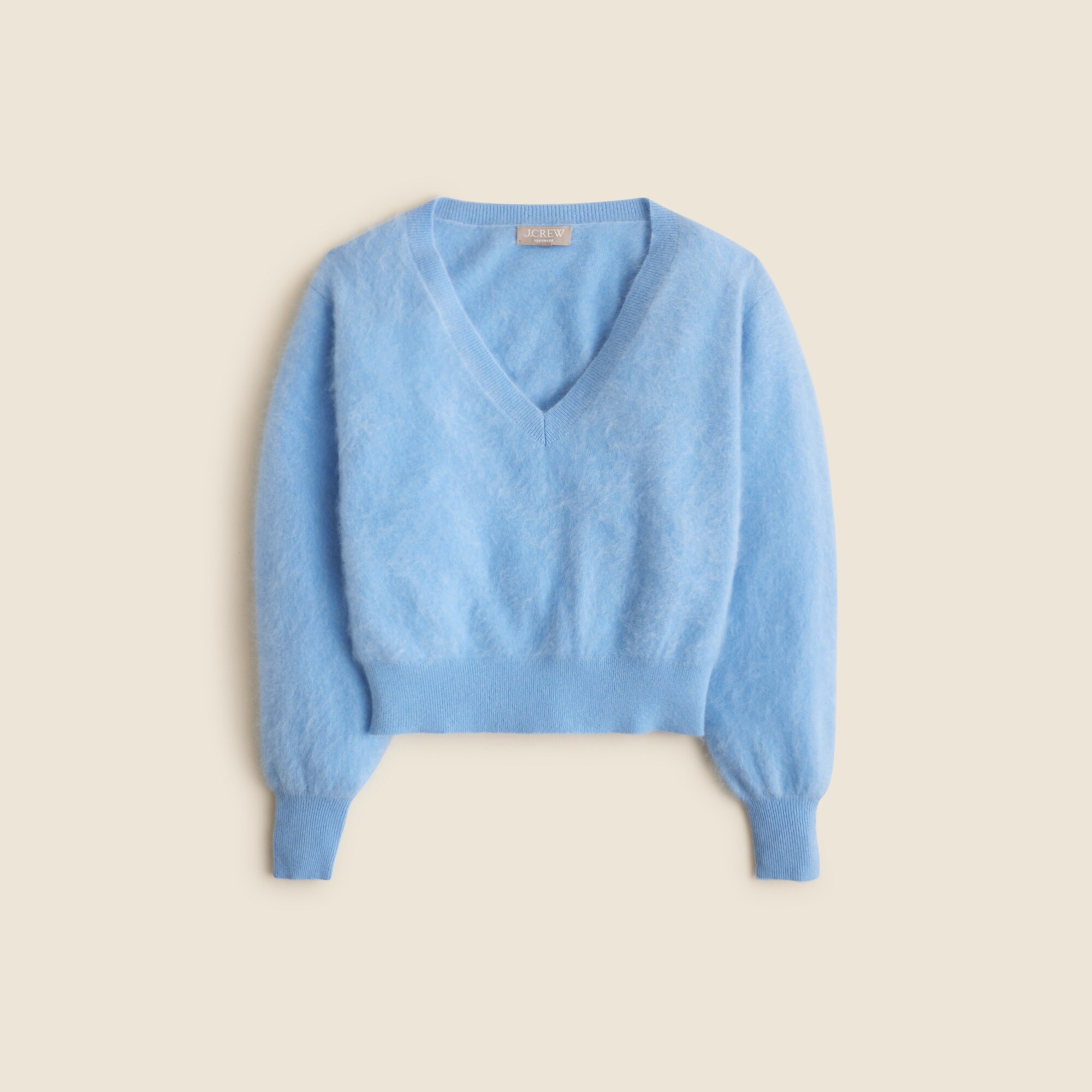 womens Brushed cashmere cropped V-neck sweater