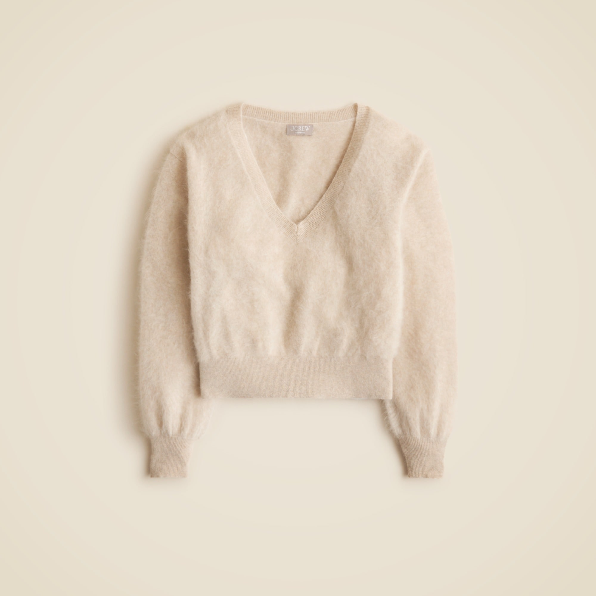 womens Brushed cashmere cropped V-neck sweater