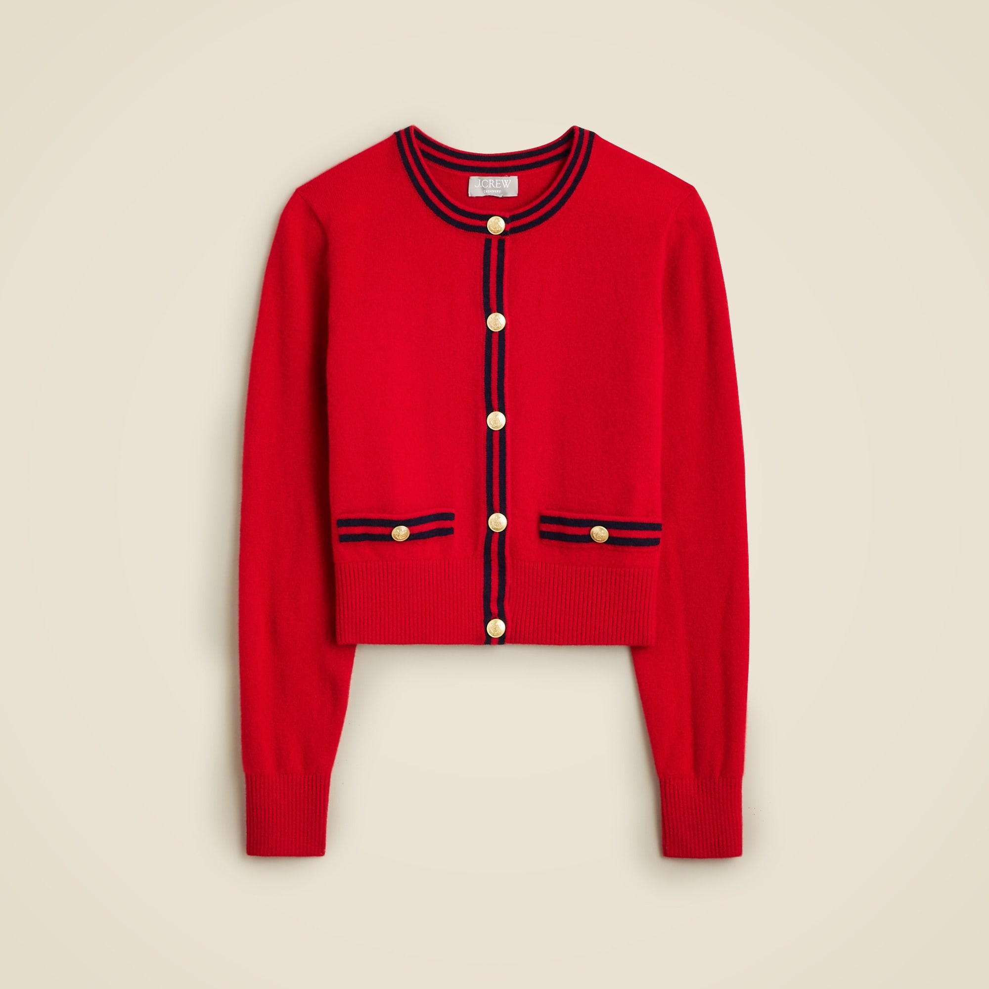 J.Crew Cashmere Sweater Lady Jacket With Contrast Trim For Women