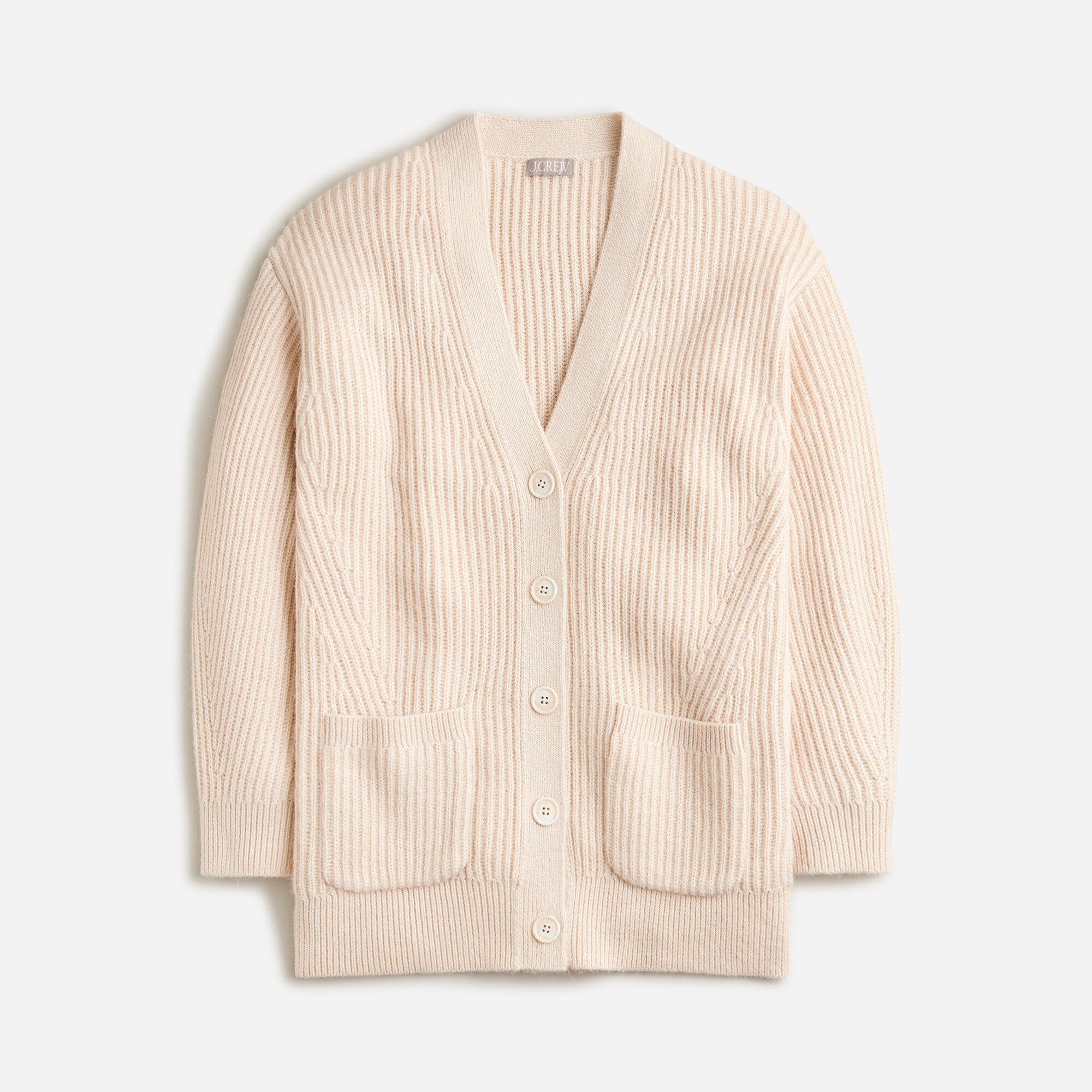 Ribbed V-neck cardigan sweater