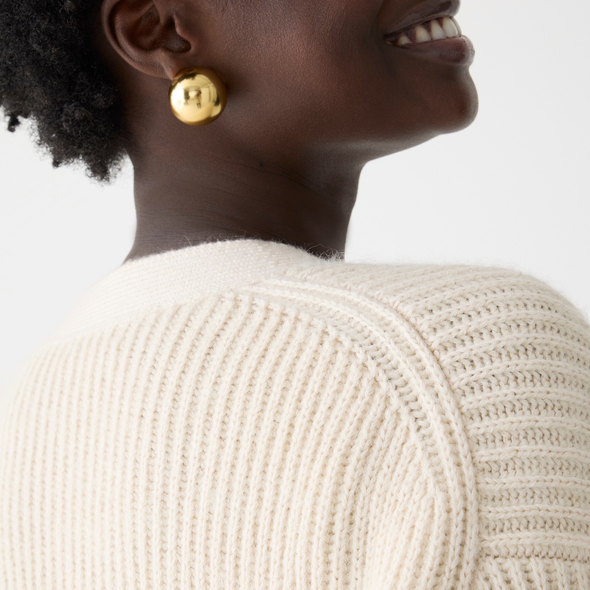 Ribbed V-neck cardigan sweater - image 3