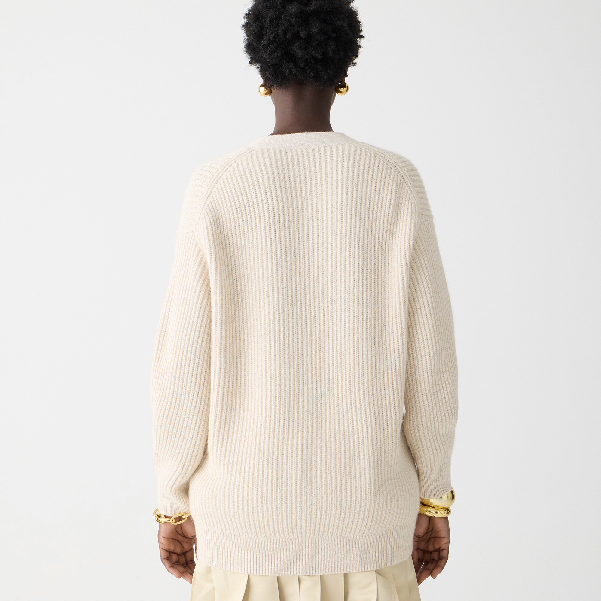 Ribbed V-neck cardigan sweater - image 5