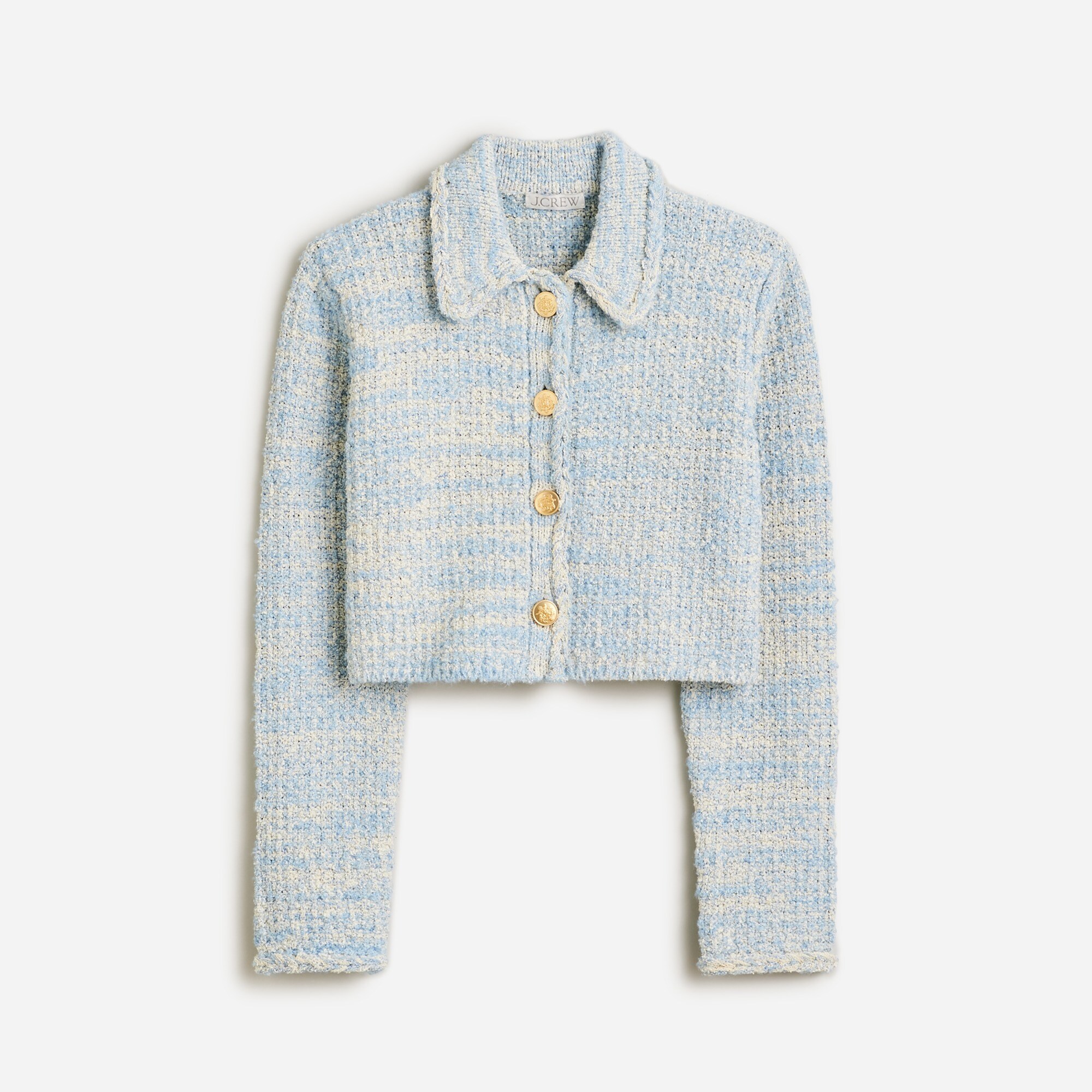 Textured cropped lady jacket in space-dyed yarn