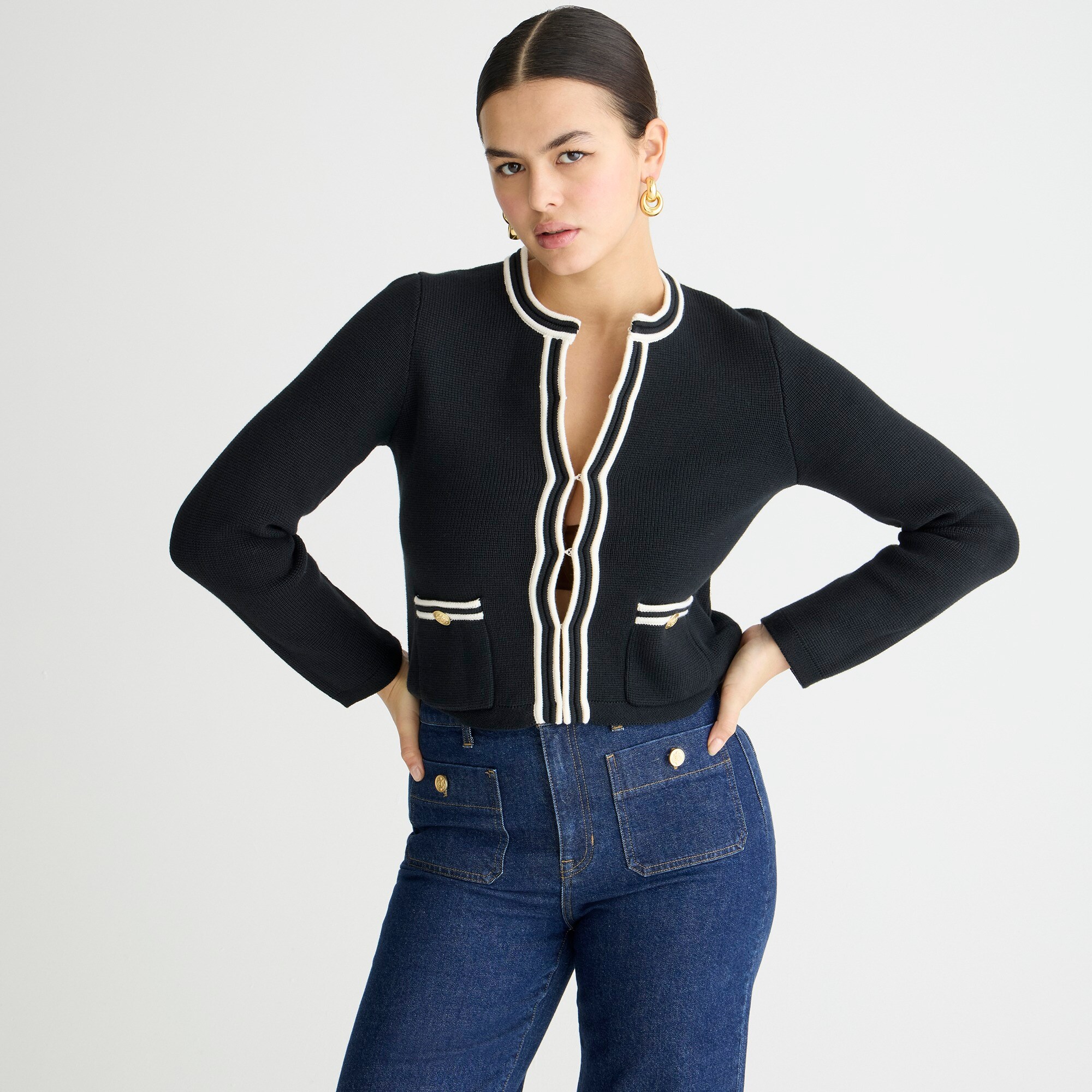 Emilie sweater lady jacket with contrast trim