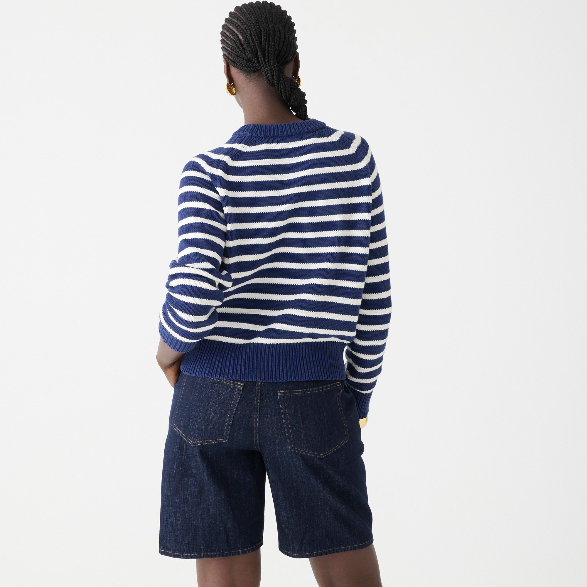 Pull J.Crew Rayé Marine Et Blanc - Taille Femme XS - Occasion Très Bon état - Légèrement Porté