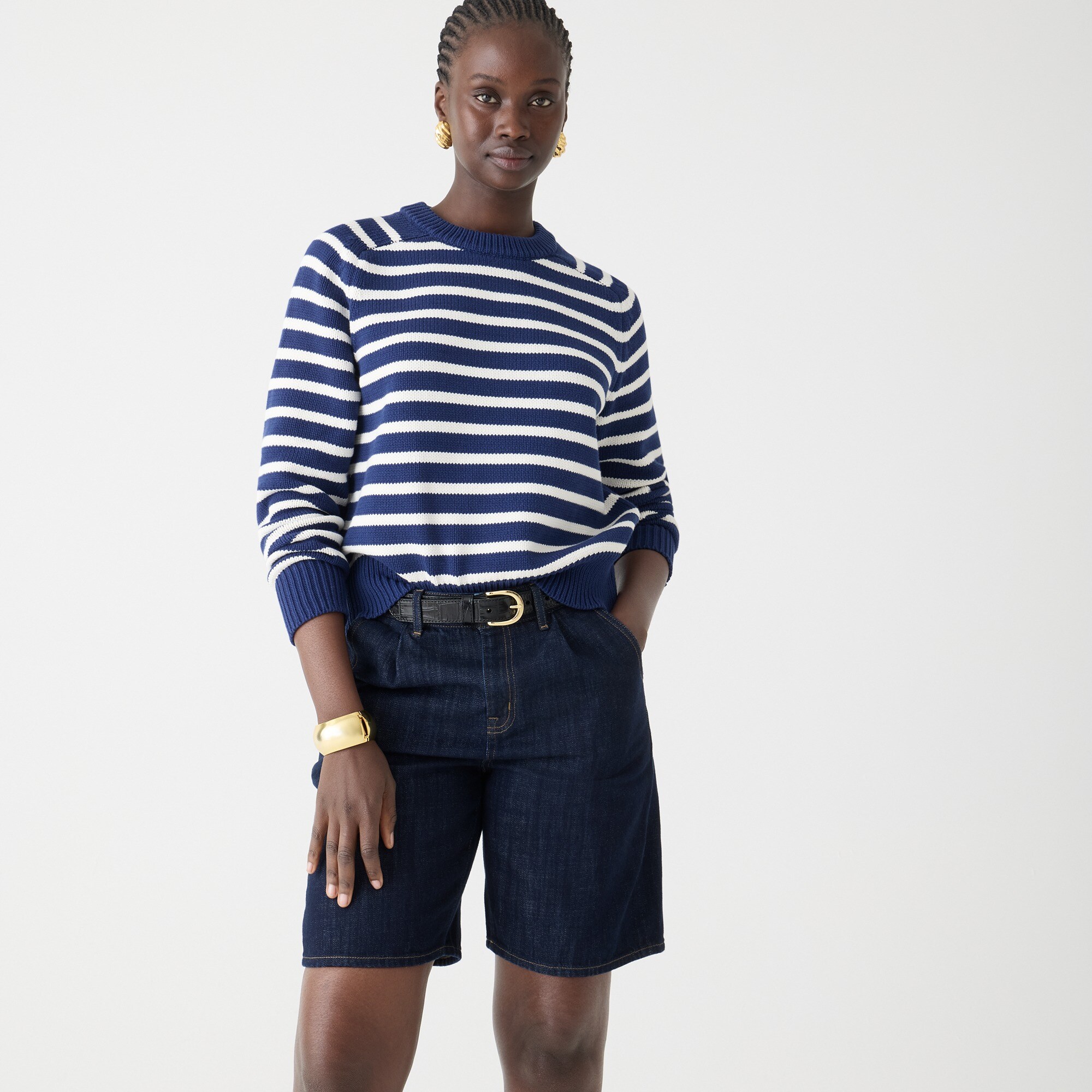 Relaxed pullover sweater in stripe