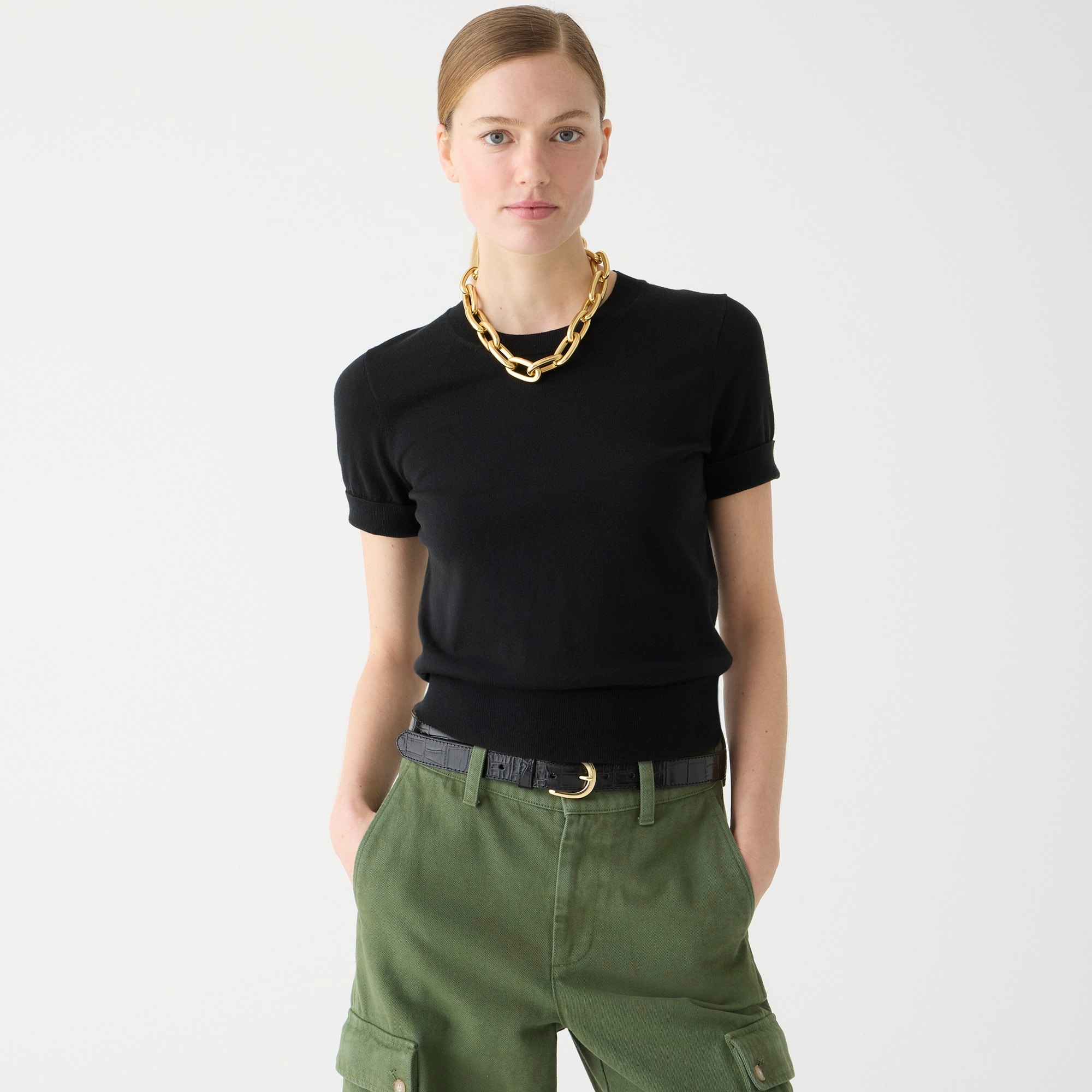 j.crew: shrunken tencel&trade; lyocell-blend t-shirt for women