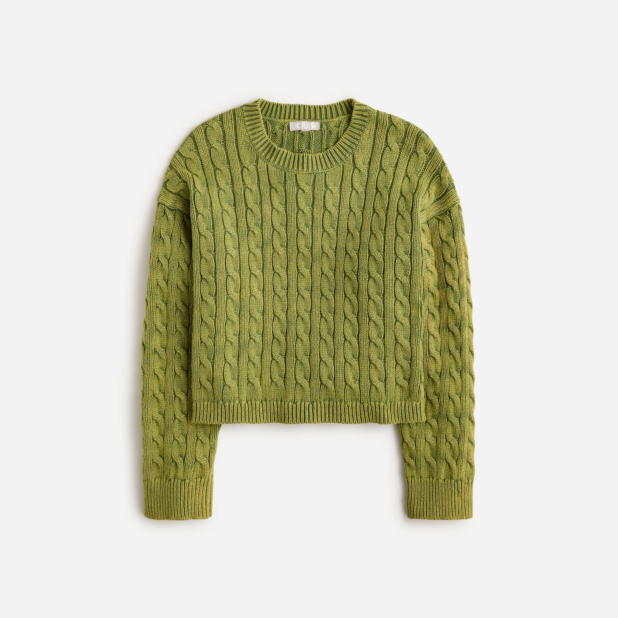  Cable-knit cropped crewneck sweater