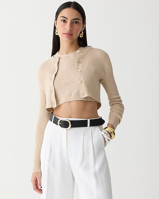 womens Cropped shell and cardigan sweater set