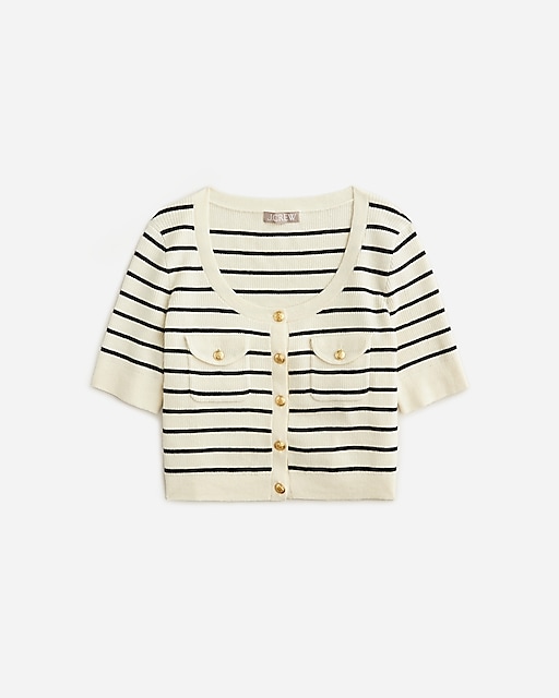  Button-up sweater-tee in stripe