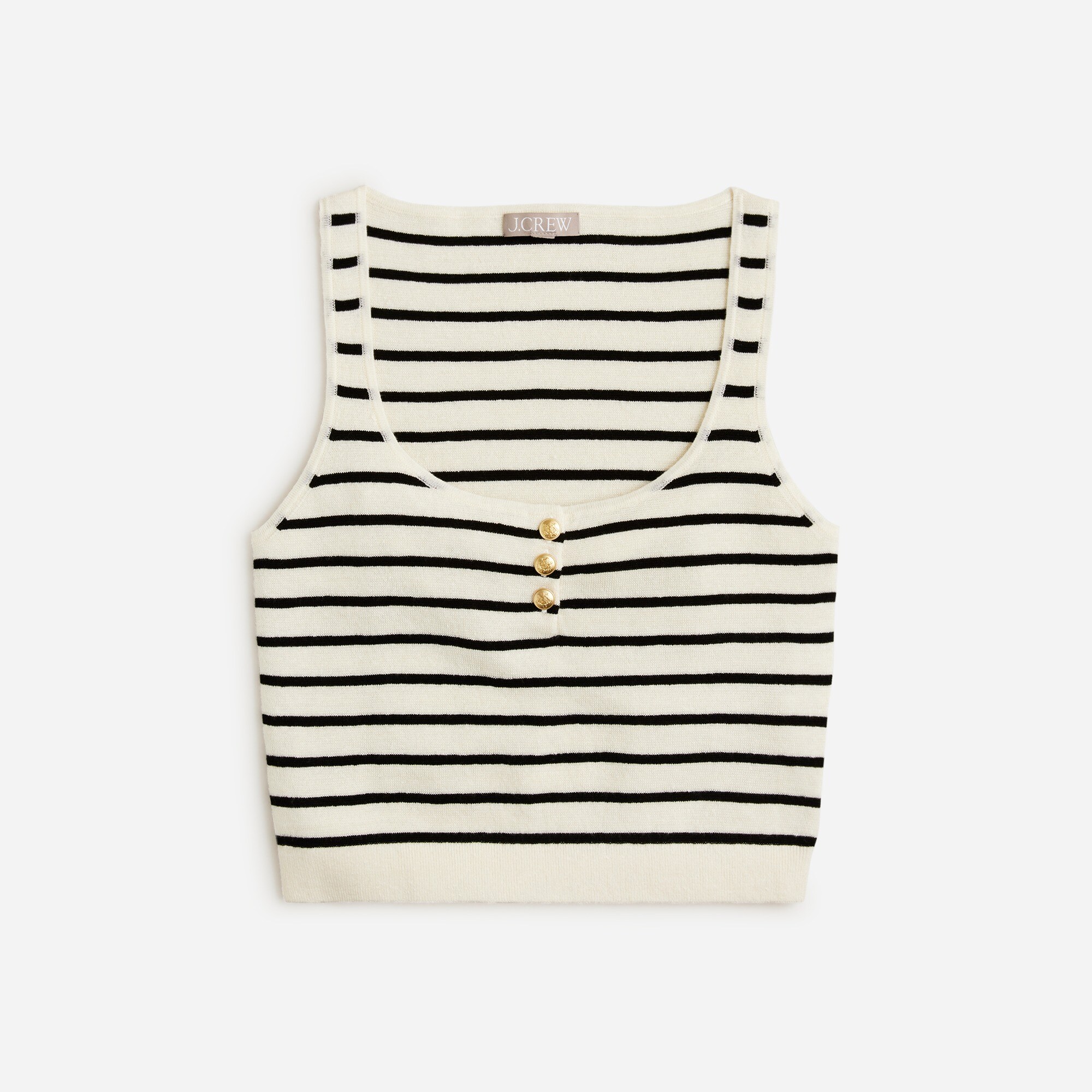 Henley cropped sweater-tank in stripe