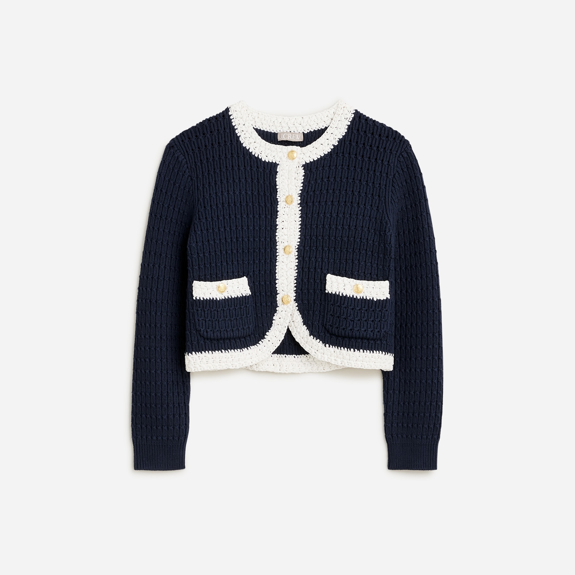 Cropped sweater lady jacket with contrast trim