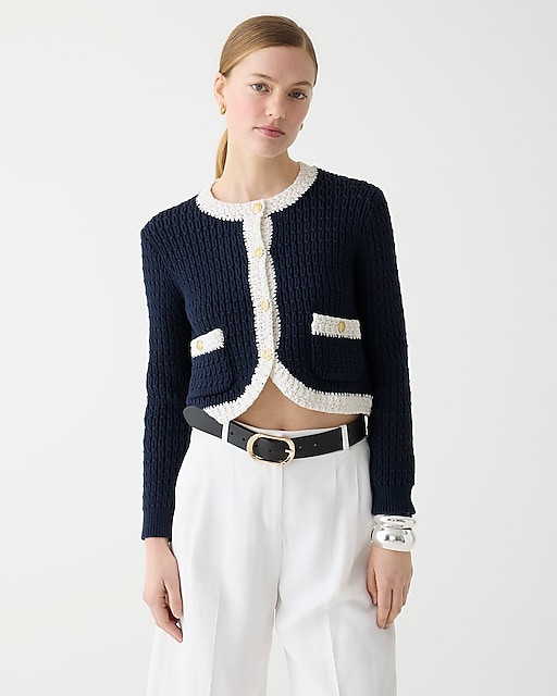  Cropped sweater lady jacket with contrast trim