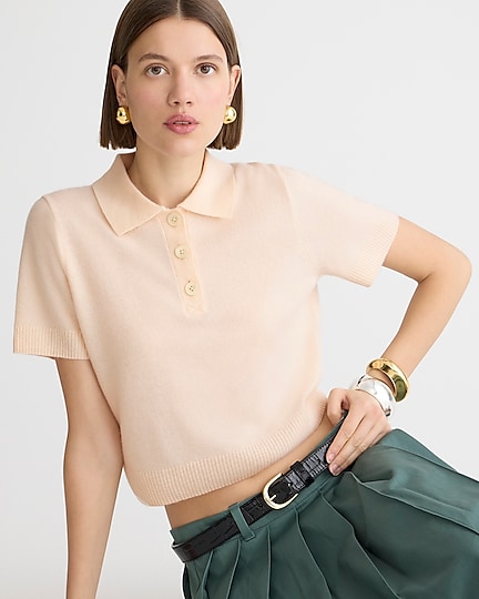 j.crew: cashmere cropped sweater-polo for women