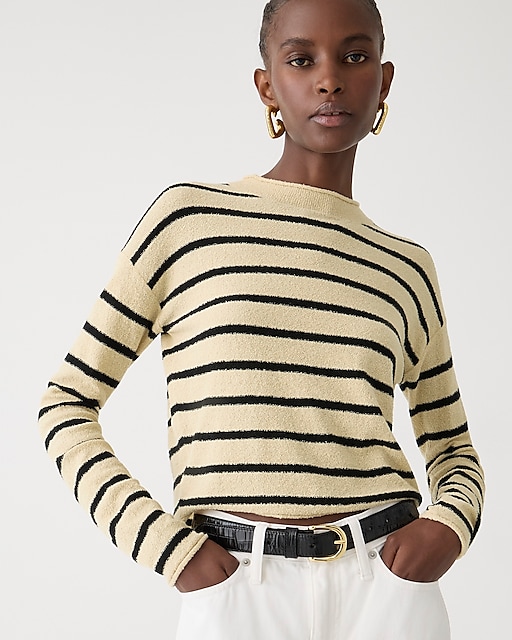 womens Cropped boucl&eacute; Rollneck&trade; sweater in stripe