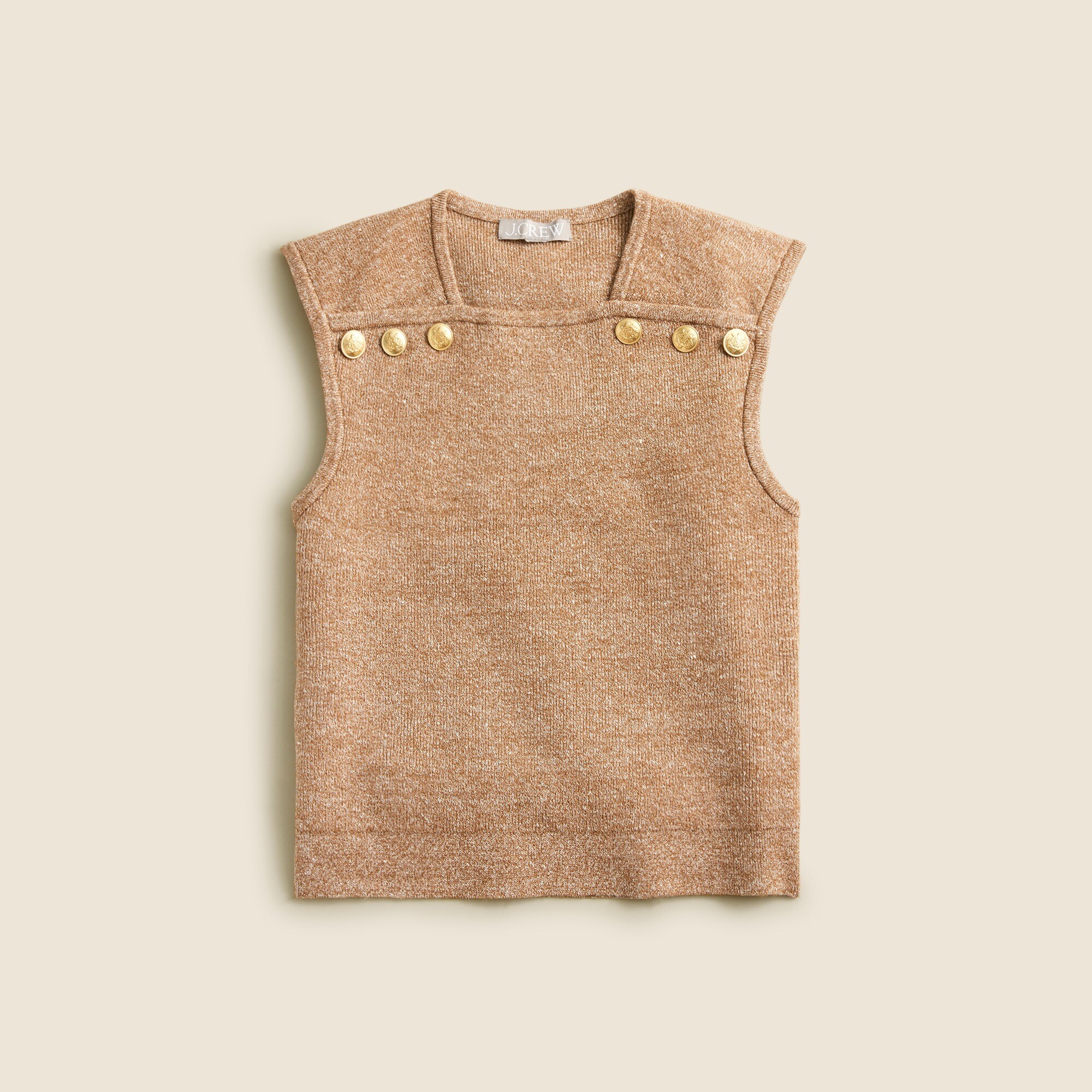 Sweater shell with buttons in merino-linen blend